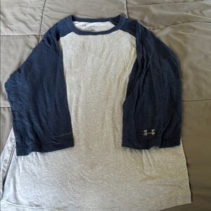 Under Armour adult Blue and Gray 3/4 Sleeve baseball-style tee